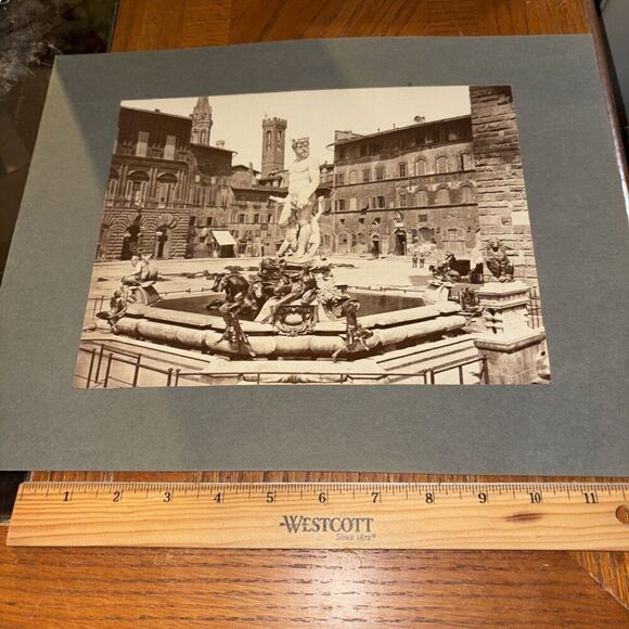 Vintage Fountain of Neptune Florence Italian Sculpture Photo Bartolomeo Ammanati - Picture 1 of 3